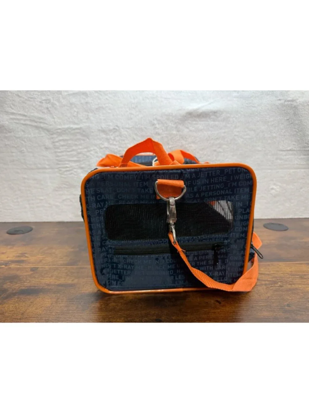 JetBlue JetPaws Navy & Orange Pet Carrier With Mesh Panels & Adjustable Straps